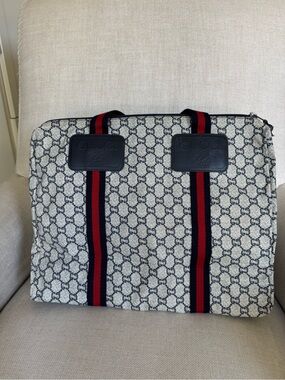 Vintage Gucci Plus GG Monogram Coated Canvas Travel Tote/Duffel Bag